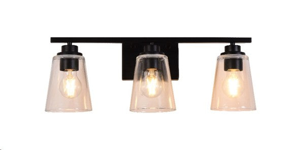 LÁMPARA DE PARED DECORATIVA 3XE27-40W (NO INCLUIDO),ACABADO BLACK/METAL VIDRO.