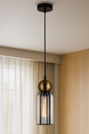 LÁMPARA DE TECHO COLGANTE DECORATIVA 1XE27-40W (NO INCLUIDO) 110-240V, 50-60HZ, GRADO DE PROTECCION IP20, ACABADO SMOKE + BRASS.