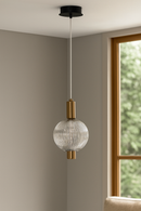 LÁMPARA DE TECHO COLGANTE DECORATIVA LED  6.5W, TONALIDAD DE 3000K, 110-240V, 50-60HZ, ACABADO NEGRO + BRASS.