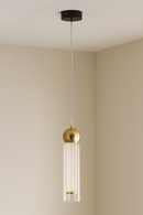 LÁMPARA DE TECHO COLGANTE DECORATIVA LED 10W, INTERRUPTOR PARA AJUSTE DE TONALIDAD DE LUZ CCT 30K, 40K,60K, 110-240V, ACABADO NEGRO + BRASS.