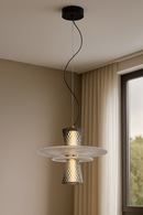 LÁMPARA DE TECHO COLGANTE DECORATIVA LED 10W, INTERRUPTOR PARA AJUSTE DE TONALIDAD DE LUZ CCT 30K, 40K,60K, 110-240V, ACABADO NEGRO + BRASS.