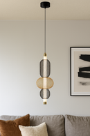 LÁMPARA DE TECHO COLGANTE DECORATIVA LED 5W, TONALIDAD DE 3000K, 110-240V, 50-60HZ, ACABADO NEGRO + BRASS.