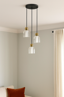 LÁMPARA DE TECHO COLGANTE DECORATIVA LED 9W, INTERRUPTOR PARA AJUSTE DE TONALIDAD DE LUZ CCT 30K, 40K,60K, 110-240V, 50-60HZ, ACABADO NEGRO + DORADO.