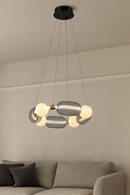 LÁMPARA DE TECHO COLGANTE DECORATIVA LED15W, TONALIDAD DE 3000K, 110-240V, 50-60HZ, ACABADO NEGRO + BLANCO.