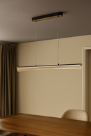 LÁMPARA DE TECHO DECORATIVA LED 37W, TONALIDAD 3000K,  110-240V,  50-60HZ, GRADO DE PROTECCION IP20, ACABADO NEGRO + DORADO.