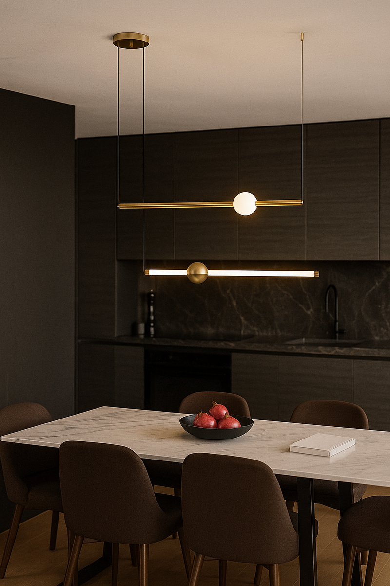 LÁMPARA COLGANTE DECORATIVA CON LUZ LED 15W ACABADO GOLDEN /ACRÍLICO METAL