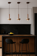 Lámpara Colgante Decorativa1Xgu10-10W (No Incluido) Acabado Cobre/ Metal Piedra Travertina.