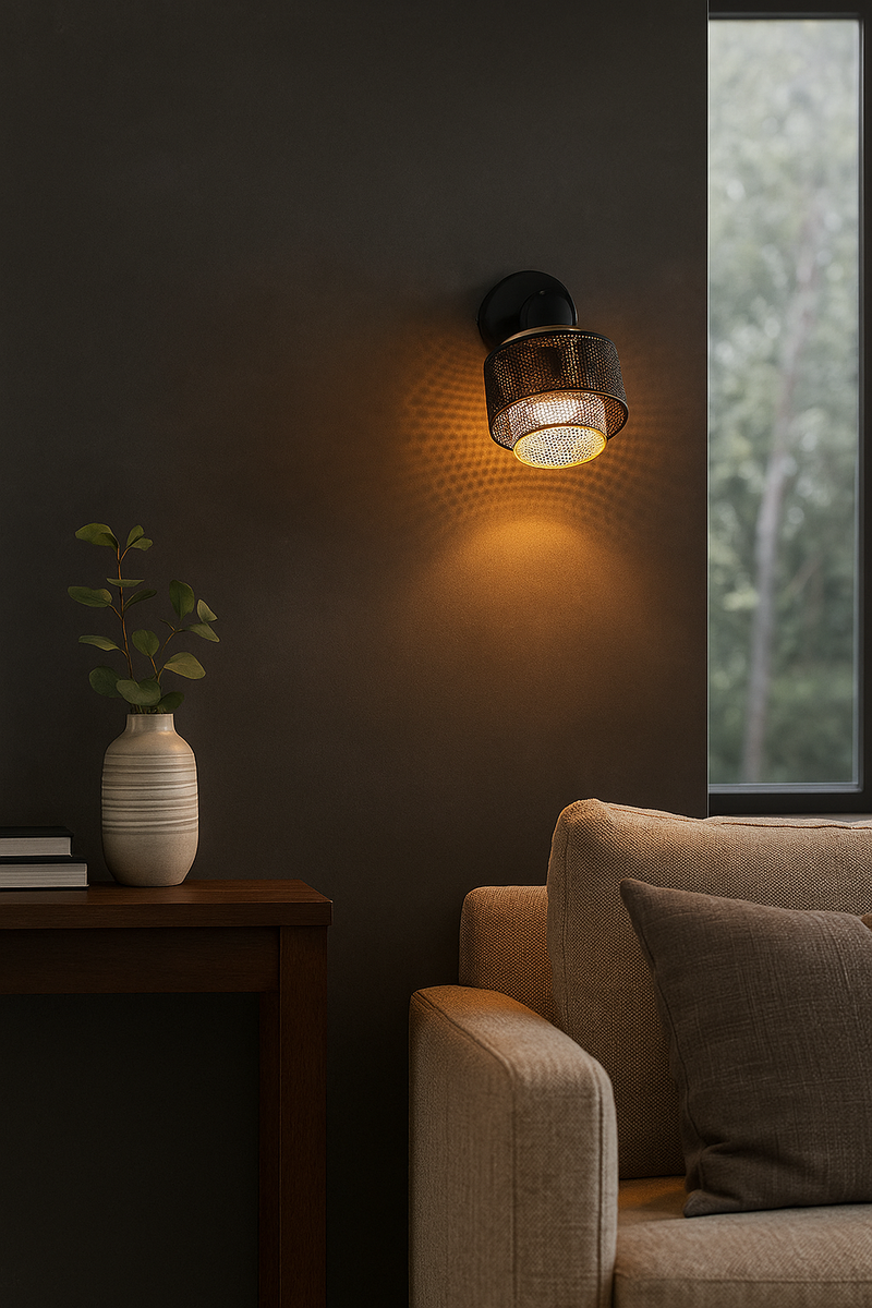 LÁMPARA DE  PARED DECORATIVA 1XGU10-50W ACABADO BLACK GOLD/ MATE METAL