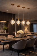 Lámpara Colgante Decorativa Con Luz Led 6W Acabado Golden/ Aluminio Acrílico.