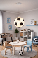 Lámpara Colgante Decorativa Balón De Fútbol 1Xe27-40W (No Incluido) Acabado White Black/ Vidrio.