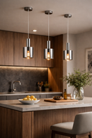 Lámpara Colgante Decorativa 1Xe27-60W (No Incluido)  Acabado Cromo / Metal Vidrio.