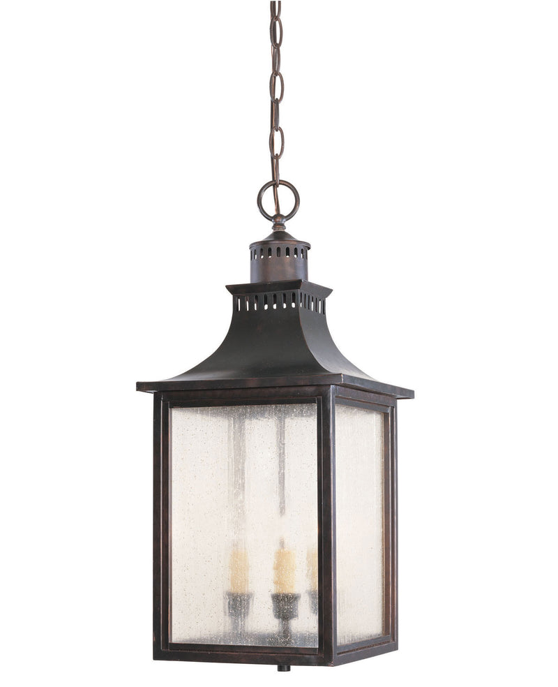 Three Light Hanging Lantern<br /><span style="color:#4AB0CE;">Entrega: 4-10 dias en USA</span><br /><span style="color:#4AB0CE;font-size:60%;">PREGUNTE POR ENTREGA EN PANAMA</span><br />Collection: Monte Grande<br />Finish: English Bronze