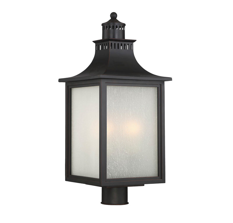 Three Light Post Lantern<br /><span style="color:#4AB0CE;">Entrega: 4-10 dias en USA</span><br /><span style="color:#4AB0CE;font-size:60%;">PREGUNTE POR ENTREGA EN PANAMA</span><br />Collection: Monte Grande<br />Finish: English Bronze