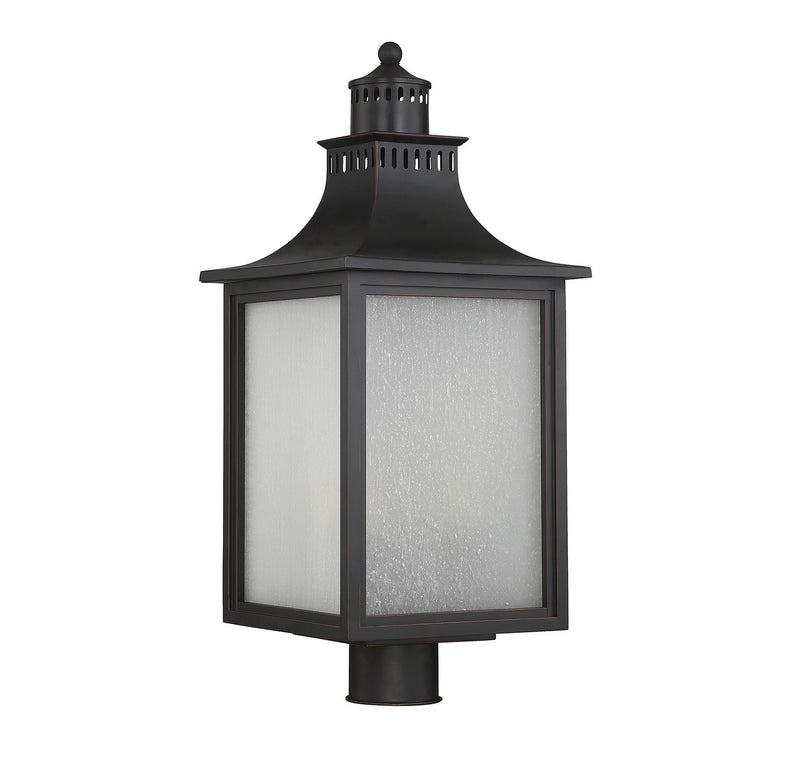 Three Light Post Lantern<br /><span style="color:#4AB0CE;">Entrega: 4-10 dias en USA</span><br /><span style="color:#4AB0CE;font-size:60%;">PREGUNTE POR ENTREGA EN PANAMA</span><br />Collection: Monte Grande<br />Finish: English Bronze
