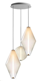 Lámpara Techo Colgante Decorativa LED 3x10W Acabado Brass Gold+Pantalla de Vidrio Blanca.