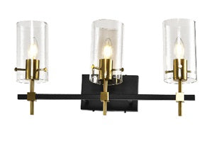LÁMPARA DE PARED DECORATIVA 3XE12-40W, 110-240V, 50-60HZ, GRADO DE PROTECCION IP20, ACABADO NEGRO.