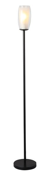 LÁMPARA DE PIE DECORATIVA 1XE27-40W,(NO INCLUIDO)  ACABADO BLACK/METAL VIDRIO.