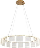 LÁMPARA DE TECHO COLGANTE DECORATIVA LED, 50W, INTERRUPTOR PARA ELEGIR TONALIDAD CCT: 3000K 4000K 6000K, 110-240V, 50-60HZ, IP20, ACABADO DORADO.