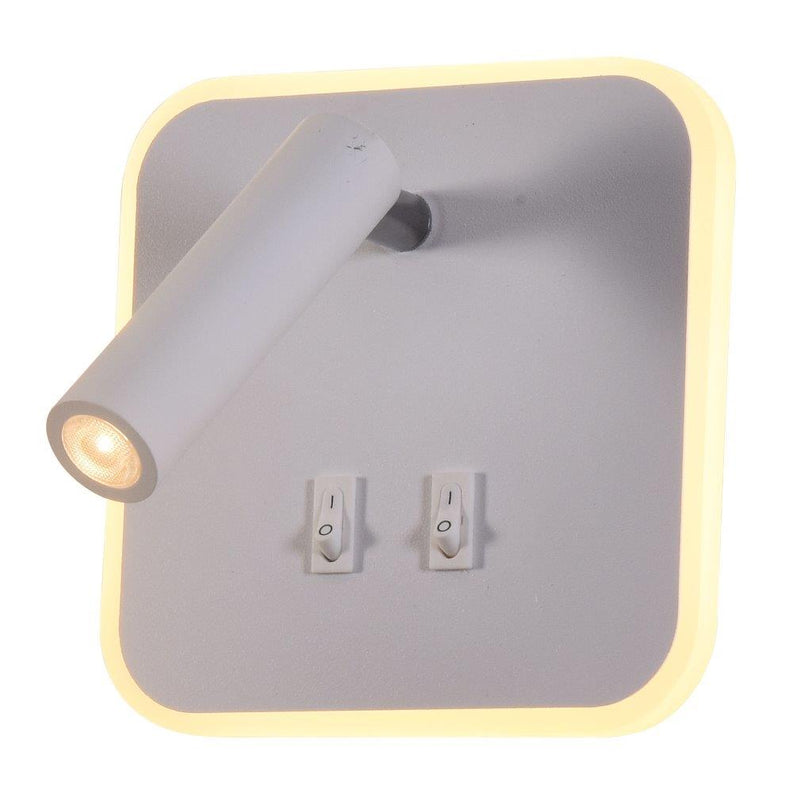 LÁMPARA DE PARED DECORATIVA LED 10.5W, TONALIDAD DE 3000K, 100-240V, 50.60HZ, GRADO DE PROTECCION IP20, ACABADO BLANCO.