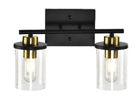 LÁMPARA DE PARED DECORATIVA 2XE27-40W, 110-240V, 50-60HZ, GRADO DE PROTECCION IP20, ACABADO NEGRO.