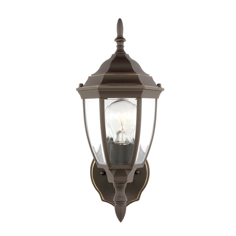 One Light Outdoor Wall Lantern<br /><span style="color:#4AB0CE;">Entrega: 4-10 dias en USA</span><br /><span style="color:#4AB0CE;font-size:60%;">PREGUNTE POR ENTREGA EN PANAMA</span><br />Collection: Bakersville<br />Finish: Antique Bronze