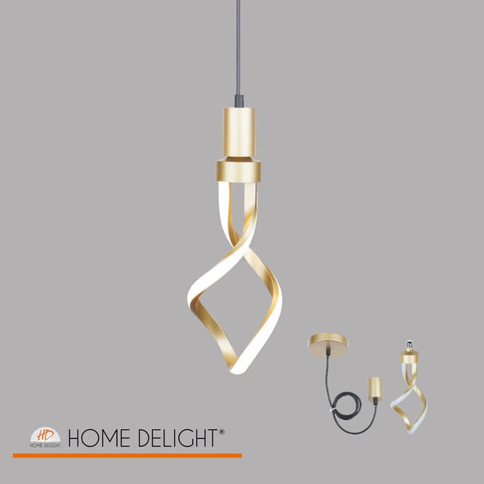 LÁMPARA DE TECHO COLOGANTE DECORATIVA LED 10W, INTERRUPTOR CCT PARA ELEGIR TONALIDAD DE LUZ: 30K - 40K -  60K, 110-240V 50-60HZ, ACABADO DORADO.