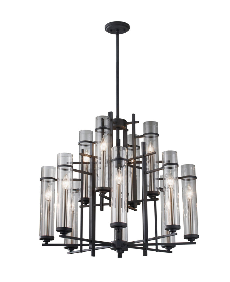 Generation Lighting - F2629/8+4AF/BS - 12 Light Chandelier - Ethan - Antique Forged Iron / Brushed Steel