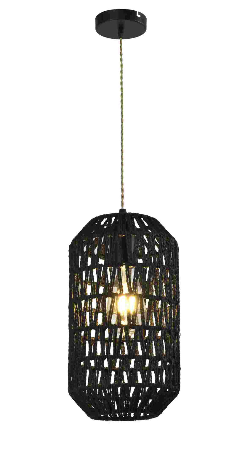 LÁMPARA DE TECHO COLGANTE DECORATIVA 1XE27-60W,110-240V, 50-60HZ, GRADO DE PROTECCION IP20, ACABADO NEGRO.