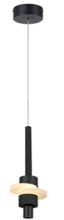 LÁMPARA DE TECHO COLGANTE DECORATIVA MODERNA LED 7W, TONALIDAD DE 3000K, 100-240V, 50-60HZ, GRADO DE PROTECCION IP20, ACABADO NEGRO + ACRILICO.