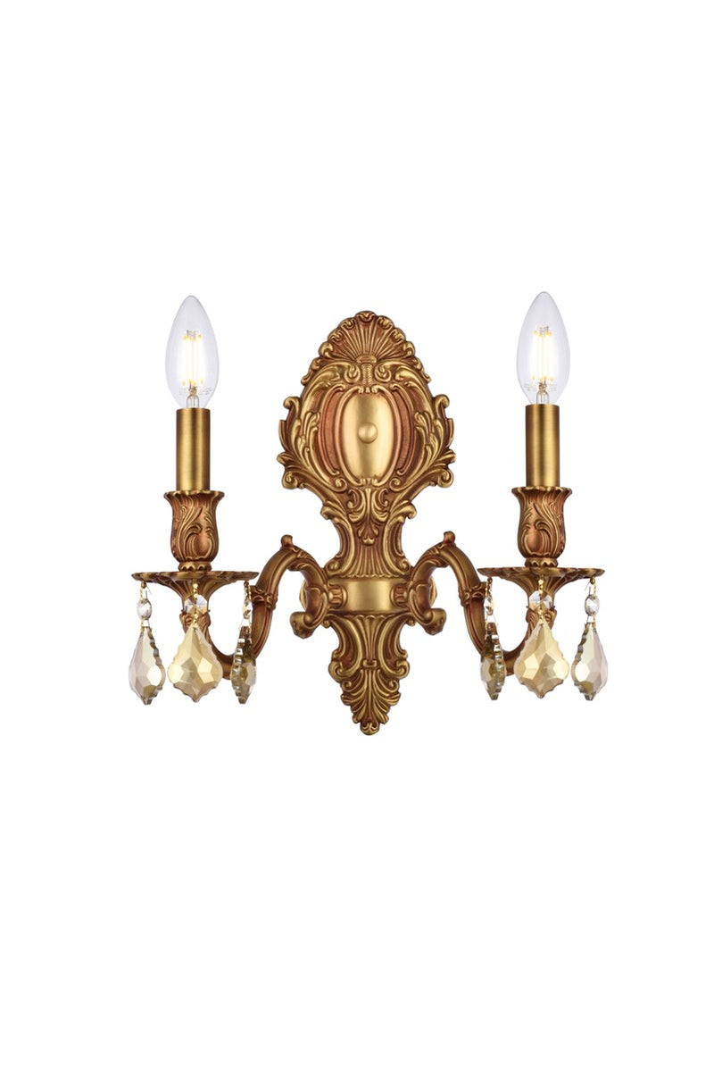 Elegant Lighting - 9602W10FG-GT/RC - Two Light Wall Sconce - Monarch - French Gold