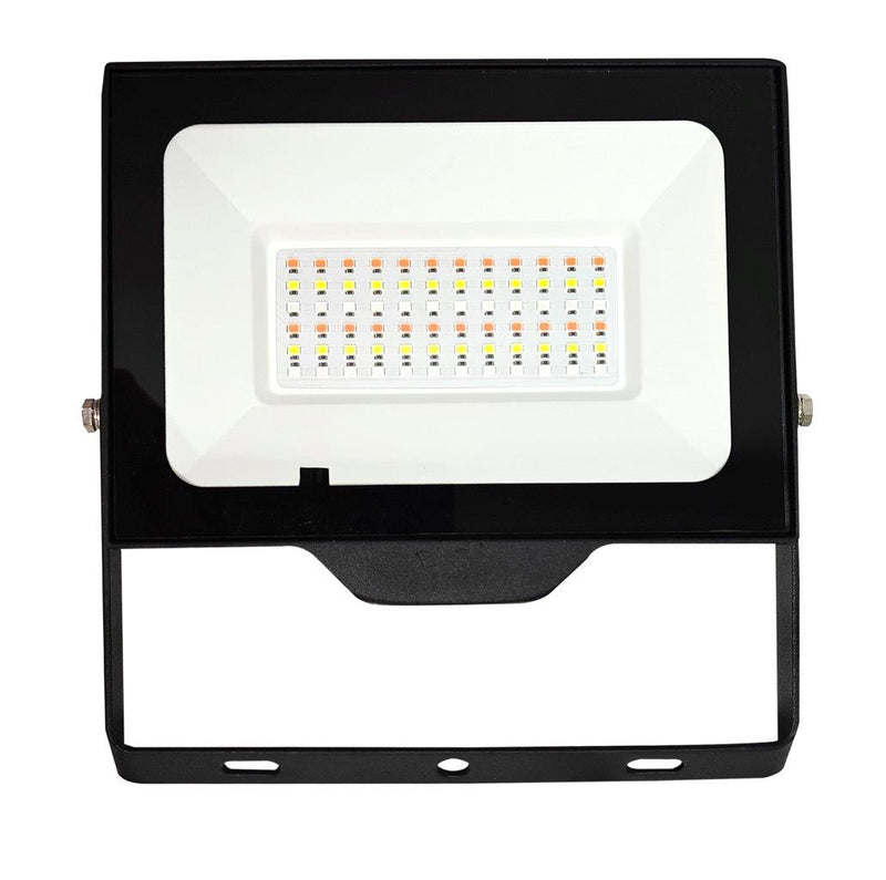 REFLECTOR  LED 50W, RGB, 100-277V, 50-60HZ, GRADO DE PROTECCION IP65, CRI80, IK07, ACABADO NEGRO.