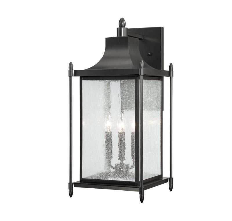 Three Light Wall Lantern<br /><span style="color:#4AB0CE;">Entrega: 4-10 dias en USA</span><br /><span style="color:#4AB0CE;font-size:60%;">PREGUNTE POR ENTREGA EN PANAMA</span><br />Collection: Dunnmore<br />Finish: Black