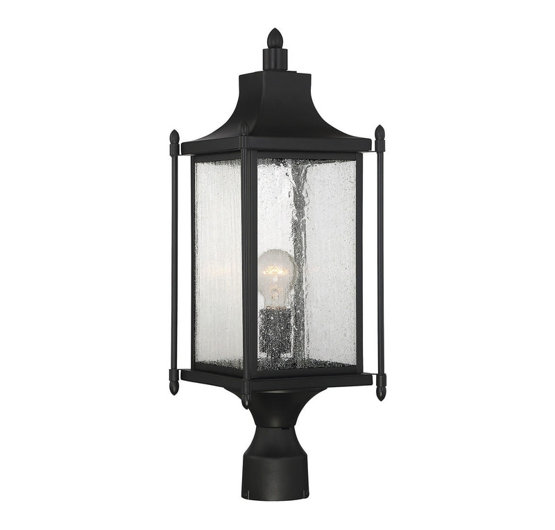 One Light Post Lantern<br /><span style="color:#4AB0CE;">Entrega: 4-10 dias en USA</span><br /><span style="color:#4AB0CE;font-size:60%;">PREGUNTE POR ENTREGA EN PANAMA</span><br />Collection: Dunnmore<br />Finish: Black