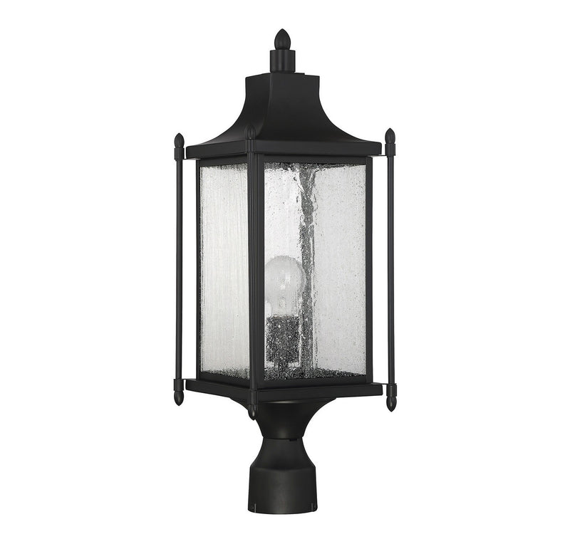 One Light Post Lantern<br /><span style="color:#4AB0CE;">Entrega: 4-10 dias en USA</span><br /><span style="color:#4AB0CE;font-size:60%;">PREGUNTE POR ENTREGA EN PANAMA</span><br />Collection: Dunnmore<br />Finish: Black