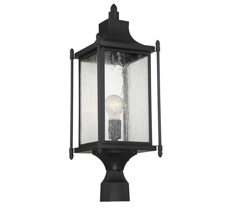 One Light Post Lantern<br /><span style="color:#4AB0CE;">Entrega: 4-10 dias en USA</span><br /><span style="color:#4AB0CE;font-size:60%;">PREGUNTE POR ENTREGA EN PANAMA</span><br />Collection: Dunnmore<br />Finish: Black