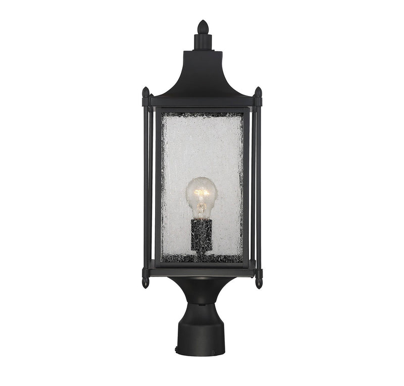 One Light Post Lantern<br /><span style="color:#4AB0CE;">Entrega: 4-10 dias en USA</span><br /><span style="color:#4AB0CE;font-size:60%;">PREGUNTE POR ENTREGA EN PANAMA</span><br />Collection: Dunnmore<br />Finish: Black