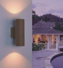 LÁMPARA DE PARED EXTERIOR DECORATIVA CON ILUMINACION UP&DOWN 2XE27 -PAR30-75W, 110-240V, ACABADO BRONCE.