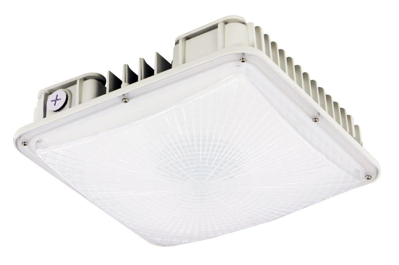 LÁMPARA DOSEL LED SUPERFICIAL CONMUTABLE 40W,60W 80W, INTERRUPTOR CCT 40K,50K, 60K, EMITE 12000LM, 120-277V 50-60HZ, GRADO DE PROTECCION IP44.