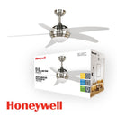 ABANICO DE TECHO ELLE 52'' DECORATIVO SANTIN NICKEL BLANCO CON LUZ LED 20W CONTROL REMOTO