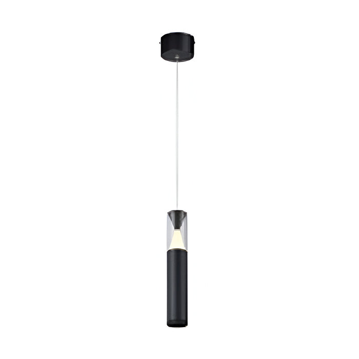 LÁMPARA DE TECHO COLGANTE DECORATIVA MODERNA LED 7W, TONALIDAD 3000K, 100-240V, 50-60HZ, GRADO DE PROTECCION IP20, ACABDO NEGRO + ACRILICO
