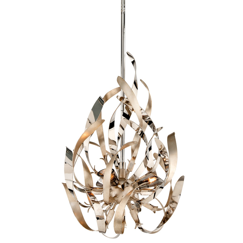 Corbett Lighting - 154-43-SL/SS - Three Light Pendant - Graffiti - Silver Leaf Polished Stainless