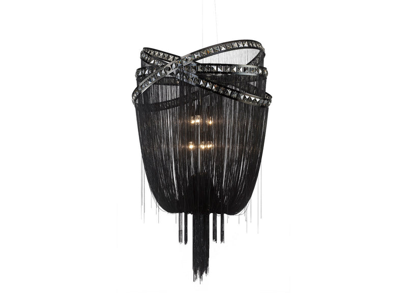 Six Light Chandelier<br /><span style="color:#4AB0CE;">Entrega: 4-10 dias en USA</span><br /><span style="color:#4AB0CE;font-size:60%;">PREGUNTE POR ENTREGA EN PANAMA</span><br />Collection: Wilshire Blvd.<br />Finish: Black Chrome / Smoke Crystal