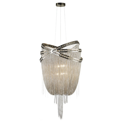 Six Light Chandelier<br /><span style="color:#4AB0CE;">Entrega: 4-10 dias en USA</span><br /><span style="color:#4AB0CE;font-size:60%;">PREGUNTE POR ENTREGA EN PANAMA</span><br />Collection: Wilshire Blvd.<br />Finish: Polish Nickel/Crystal