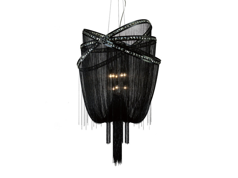 Nine Light Chandelier<br /><span style="color:#4AB0CE;">Entrega: 4-10 dias en USA</span><br /><span style="color:#4AB0CE;font-size:60%;">PREGUNTE POR ENTREGA EN PANAMA</span><br />Collection: Wilshire Blvd.<br />Finish: Black Chrome / Smoke Crystal