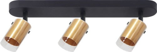 LÁMPARA DE TECHO O PARED 3XGU10-40W,(NO INCLUIDO) ACABADO GOLDEN BLACK/ALUMINIO ACRILICO.