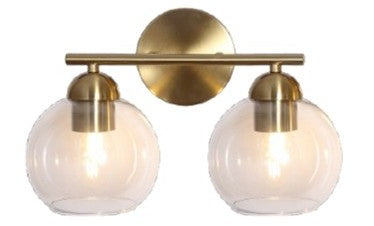 LÁMPARA DE PARED DECORATIVA 2XE27-40W (NO INCLUIDO),ACABADO BRASS / METAL VIDRIO.