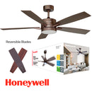 ABANICO DE TECHO VEGAS 42'' DECORATIVO CAFE CON LUZ LED 20W CONTROL REMOTO