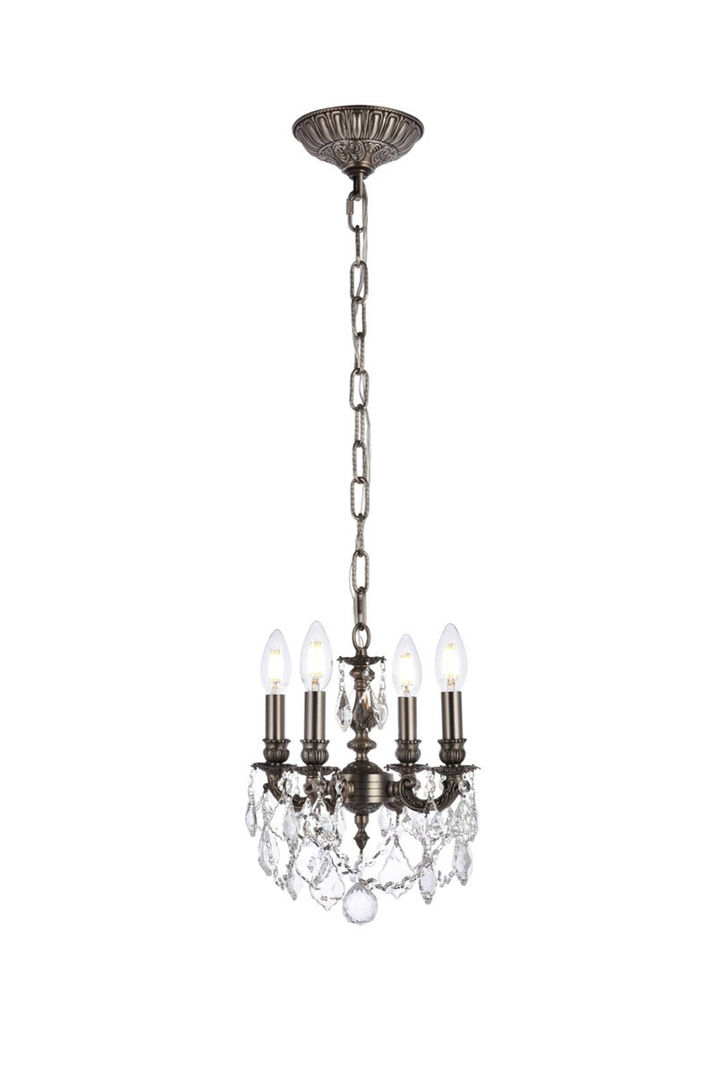 Elegant Lighting - 9104D10PW/RC - Four Light Pendant - Lillie - Pewter