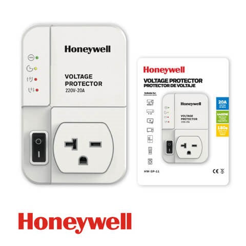 PROTECTOR DE VOLTAJE 1-ENCHUFE, 4400W, MAX.20A, 220V, 50-60HZ, ACABADO TRANSPARENTE CON INDICADOR LED.