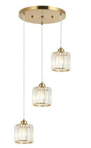 LAMPARA COLGANTE  CRISTAL K9 DECORATIVA 3XE27-40W ACABADO GOLDEN CRISTAL/ METAL